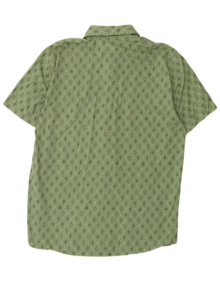 Camisa masculina de manga curta Volcom algodão geométrico verde médio