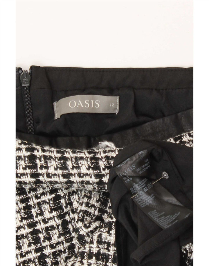 Minissaia feminina Oasis UK 12 médio W28 poliéster xadrez cinza
