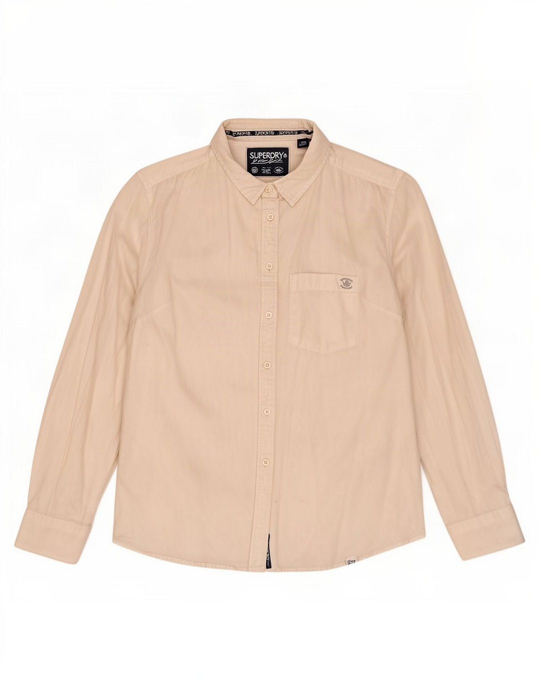 Camisa feminina Superdry UK 16 grande algodão branco