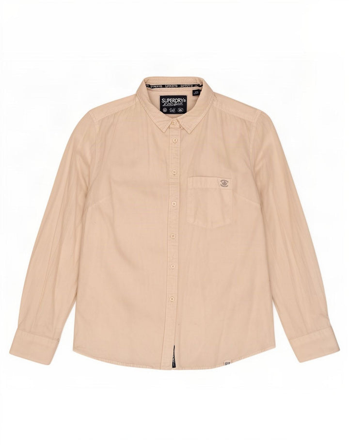 Camisa feminina Superdry UK 16 grande algodão branco