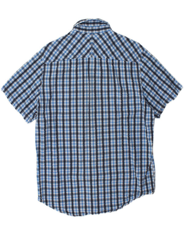 Camisa masculina de manga curta regular fit TIMBERLAND grande algodão xadrez azul