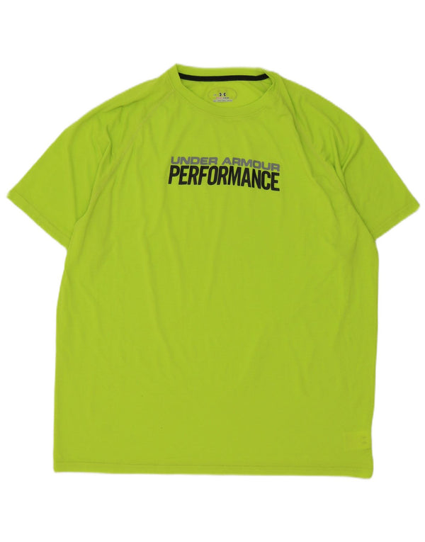 Camiseta masculina Under Armour Heat Gear Graphic Top grande poliéster verde