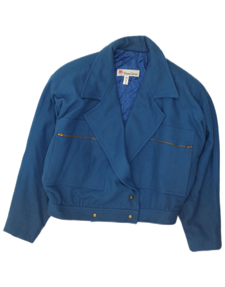 Jaqueta Blazer Oversized Feminina Vintage EU 42 Lã Azul Grande