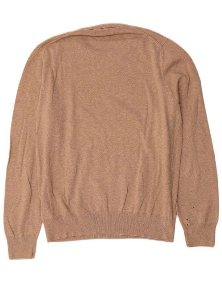 Suéter masculino Marks & Spencer com gola redonda, algodão bege médio
