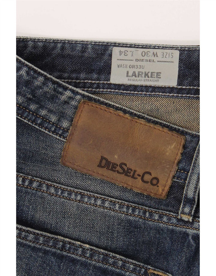 Diesel Mens Larkee Regular Straight Jeans W30 L34 Azul Algodão