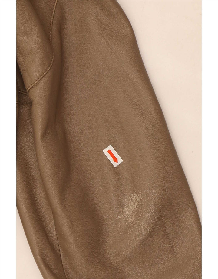 Jaqueta de couro militar feminina vintage IT 50 XL couro bege
