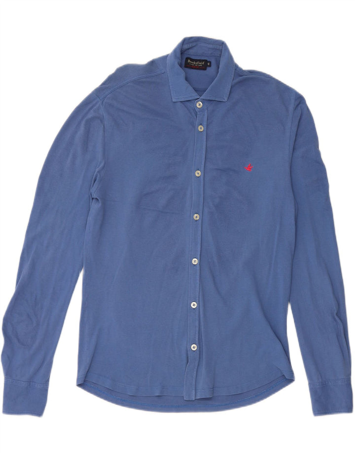 Camisa masculina Slim Fit Brooksfield IT 46 algodão azul pequeno