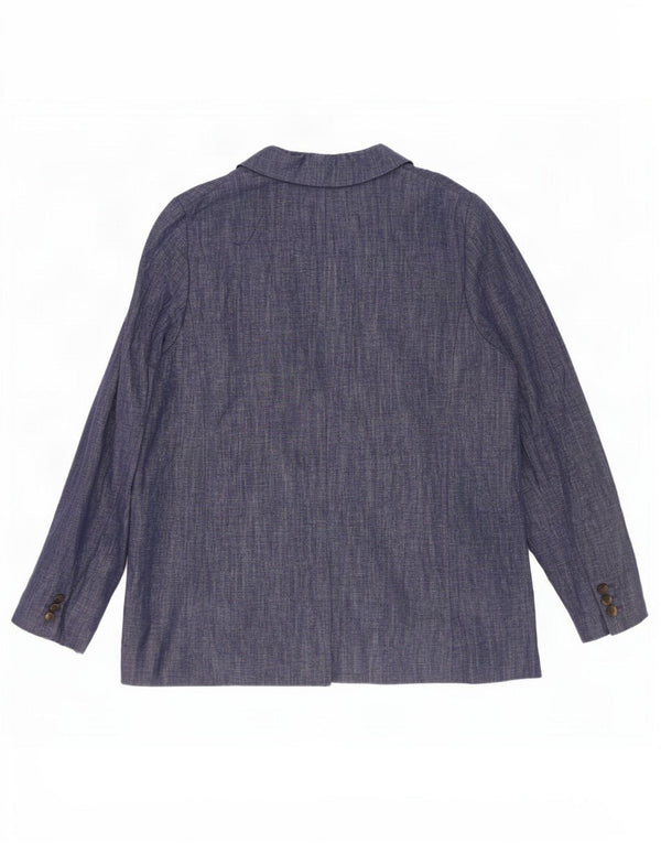 Jaqueta blazer feminina de 2 botões Marks & Spencer Reino Unido 16 grande algodão azul marinho