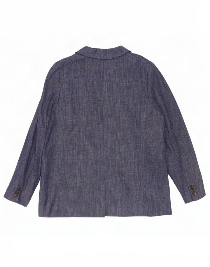 Jaqueta blazer feminina de 2 botões Marks & Spencer Reino Unido 16 grande algodão azul marinho