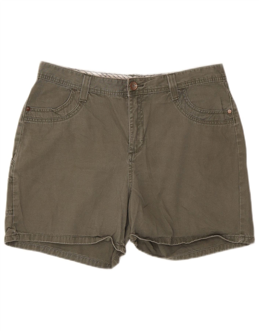 Shorts cargo feminino LEE EUA 12 grande W32 algodão cáqui