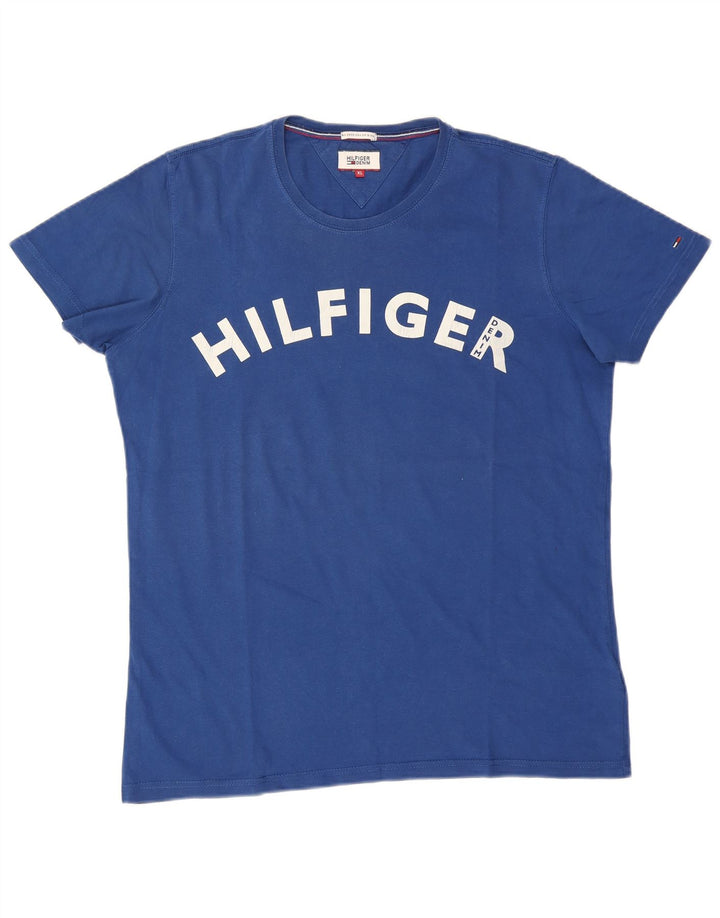 Tommy Hilfiger Camiseta masculina gráfica Top XL algodão azul