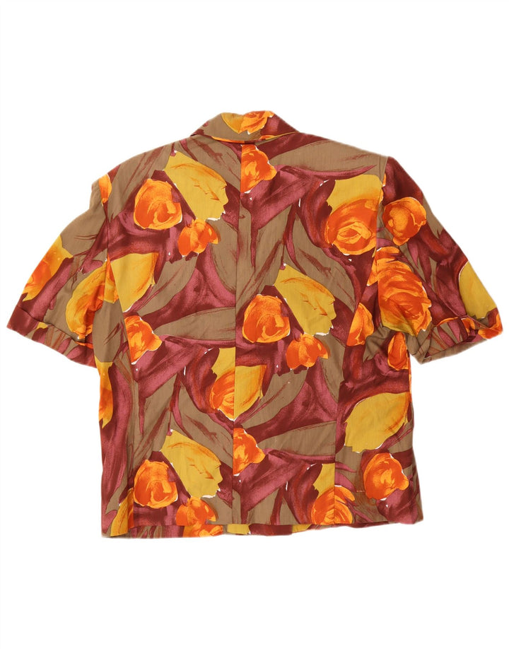 Blusa feminina vintage manga curta IT 45 média floral multicolorida