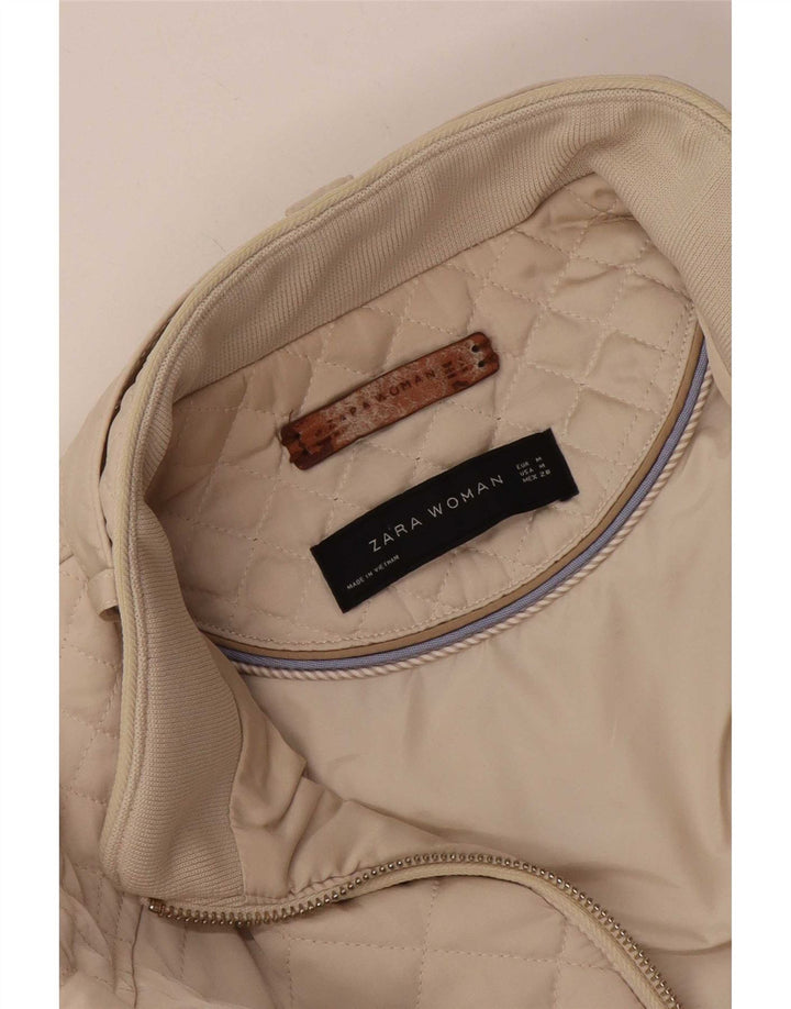 Jaqueta acolchoada feminina Zara UK 12 médio off white