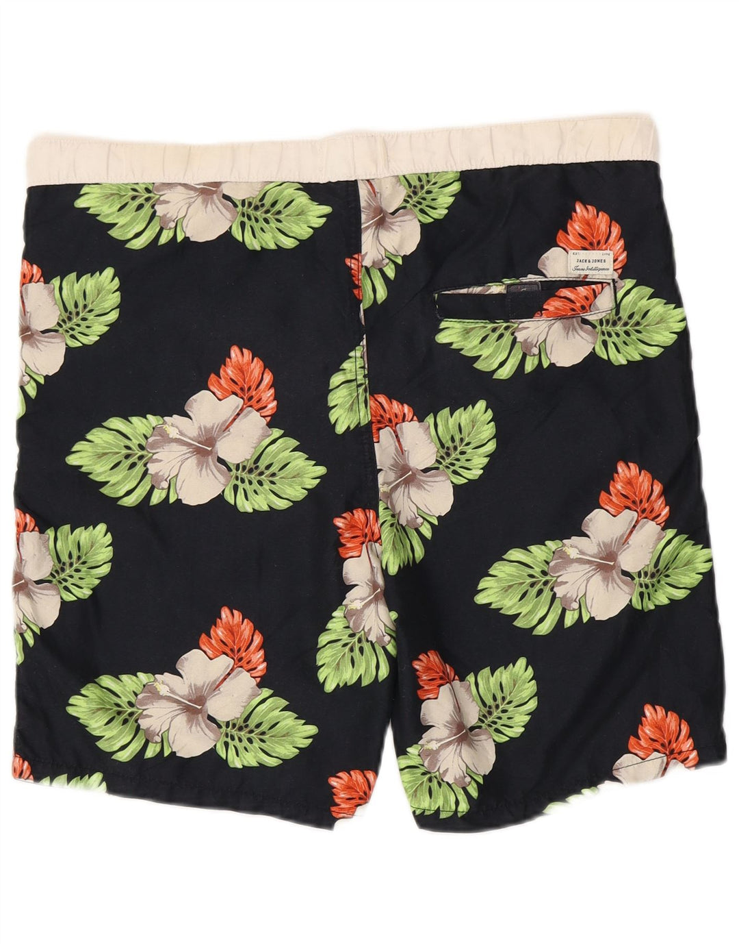 Shorts de natação masculino JACK & JONES médio preto floral poliéster
