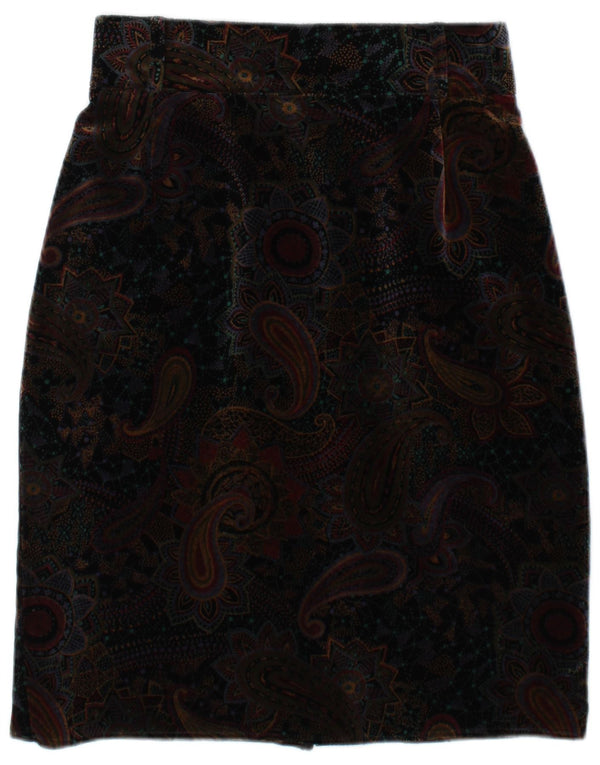 Saia lápis feminina vintage de veludo IT 42 médio W28 algodão paisley marrom