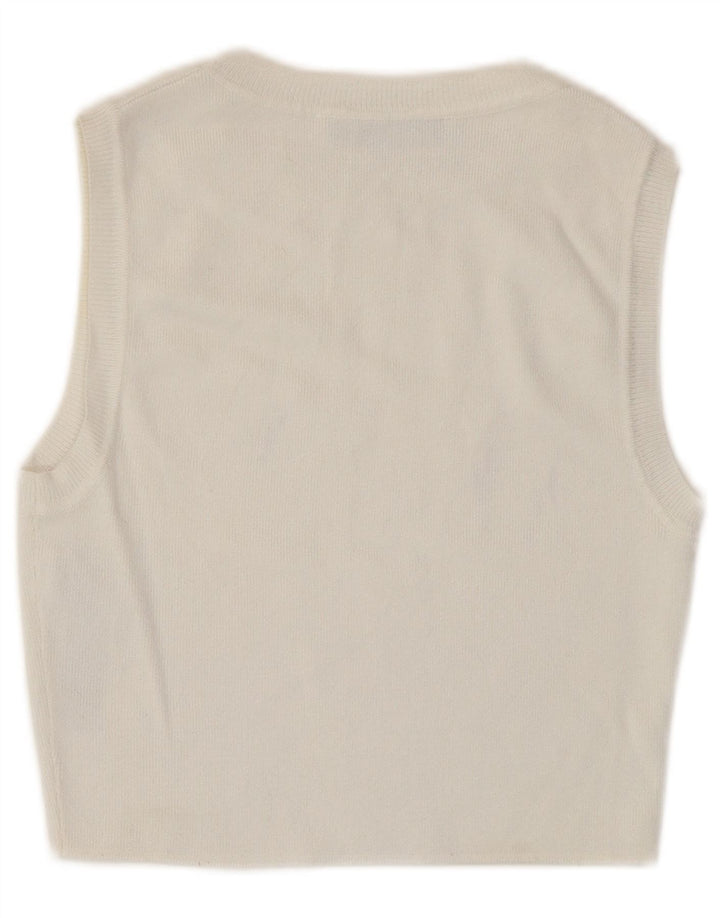 Zara Top curto sem mangas feminino UK 12 viscose branca média