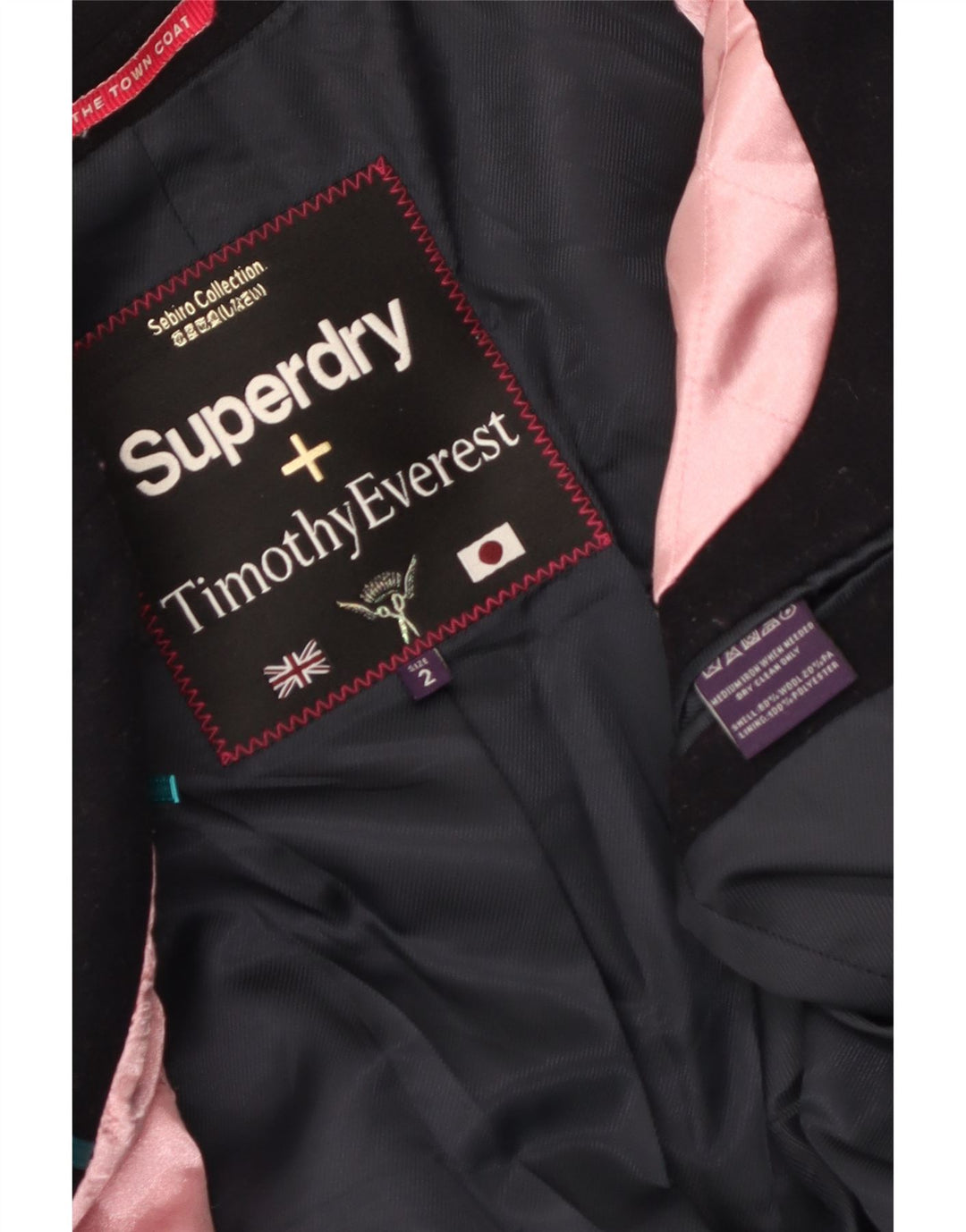 Sobretudo feminino Superdry UK 2 2XS lã azul marinho
