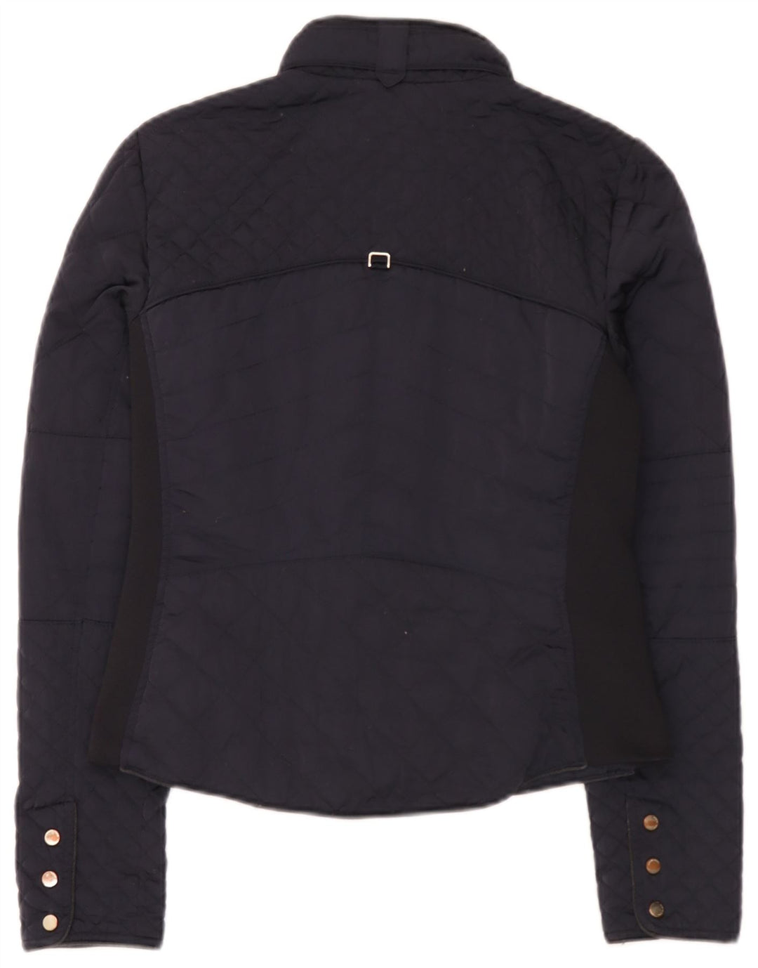Jaqueta acolchoada feminina Zara UK 12 poliéster azul marinho médio