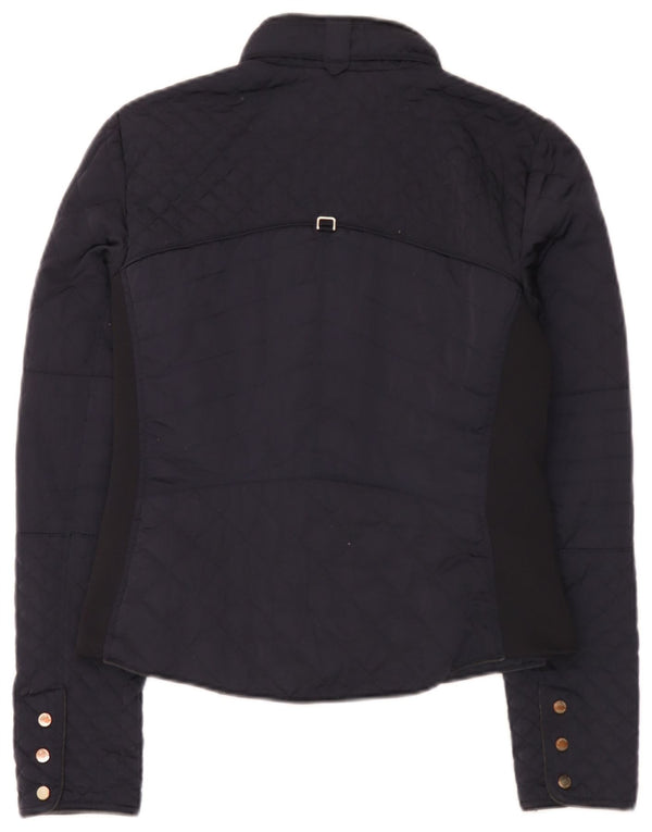 Jaqueta acolchoada feminina Zara UK 12 poliéster azul marinho médio