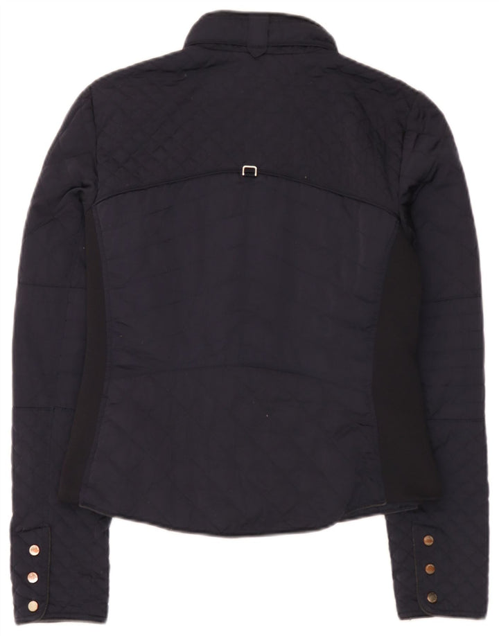 Jaqueta acolchoada feminina Zara UK 12 poliéster azul marinho médio