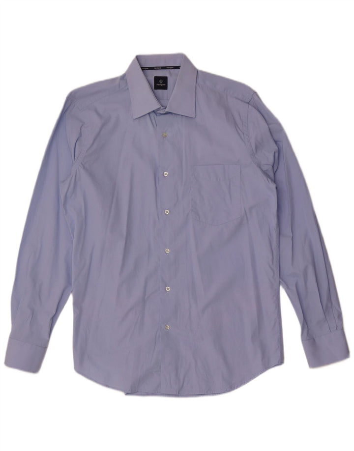 Camisa masculina Navigare tamanho 40 15 3/4 algodão azul médio