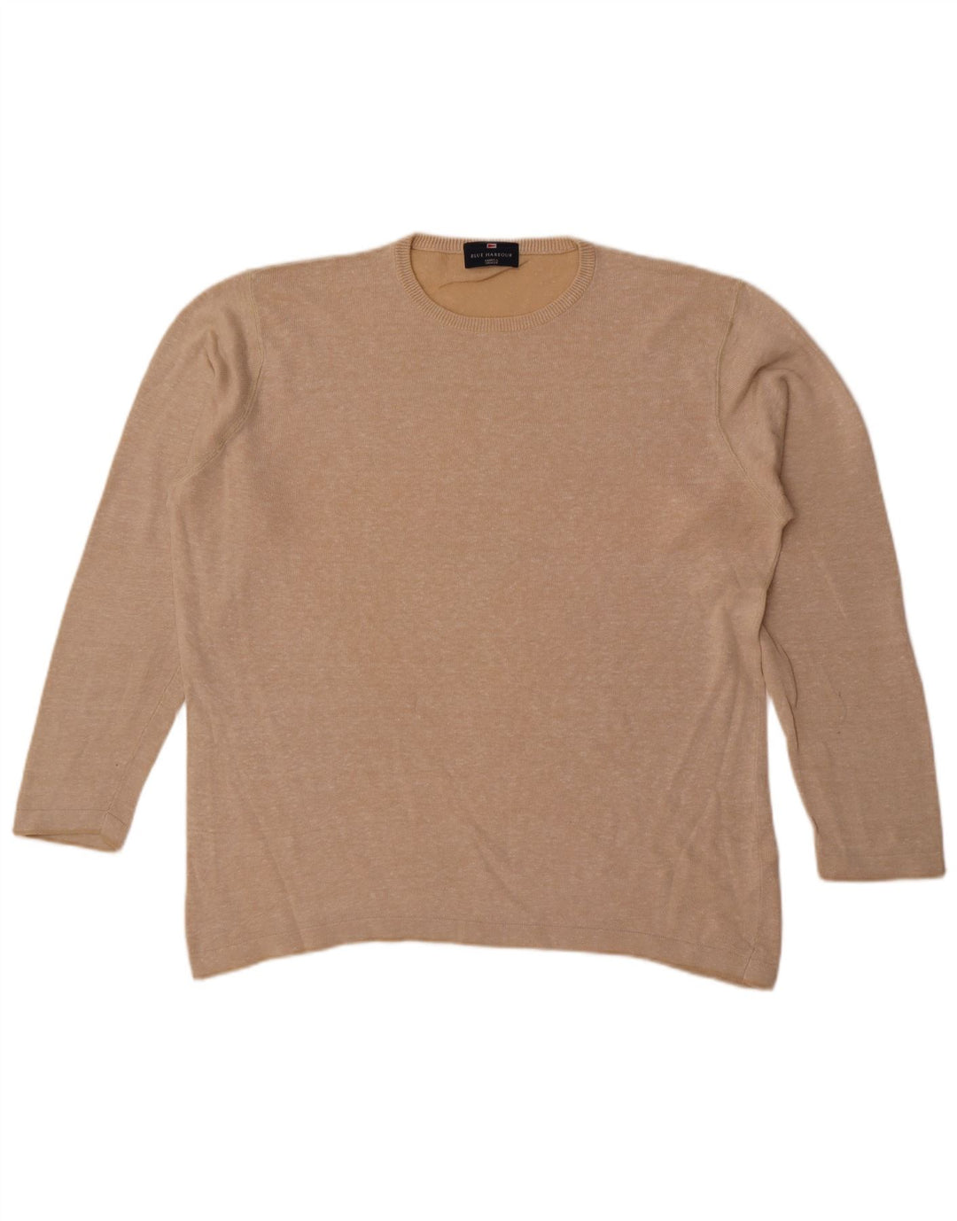 Suéter masculino Marks & Spencer Blue Harbor com gola redonda, grande bege