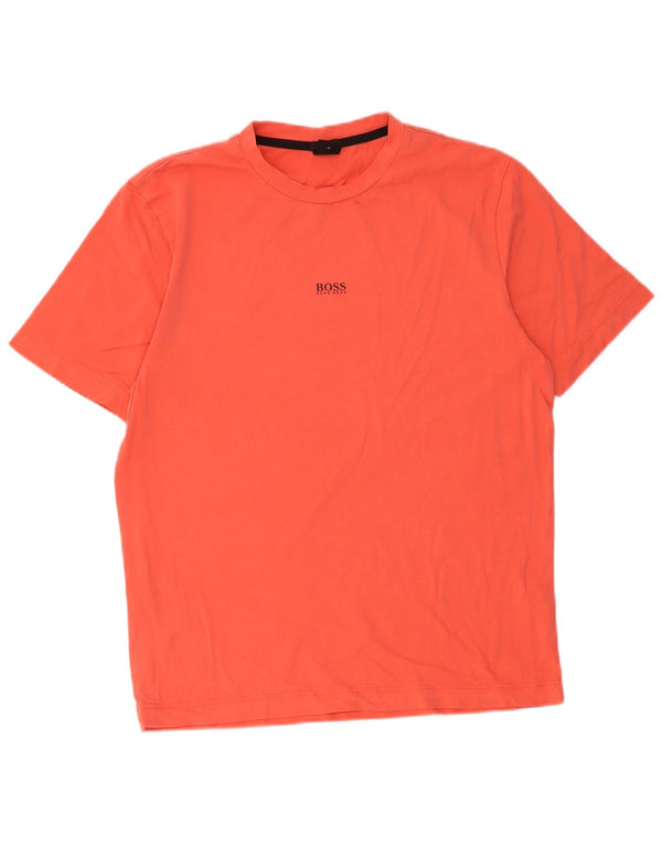 Hugo Boss Mens Camiseta Relaxada Fit Top Médio Algodão Laranja
