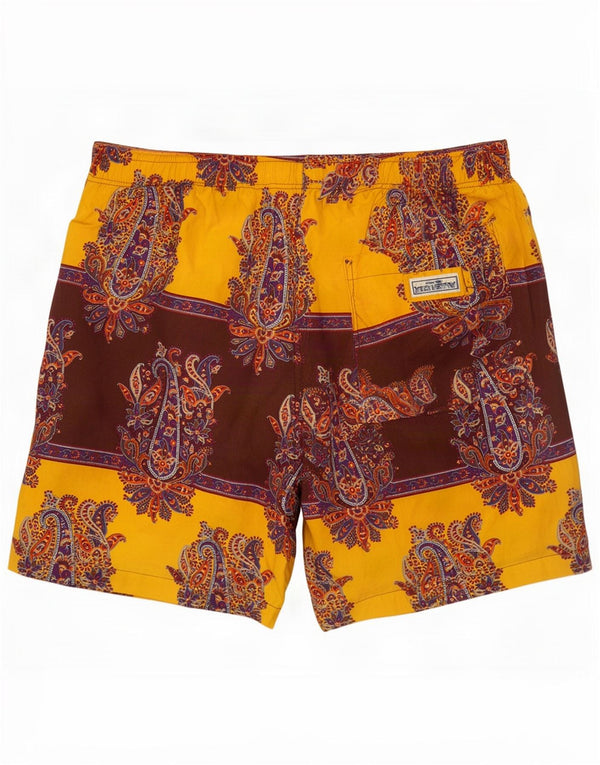 Shorts de natação masculino Allen Cox 2XL algodão paisley amarelo