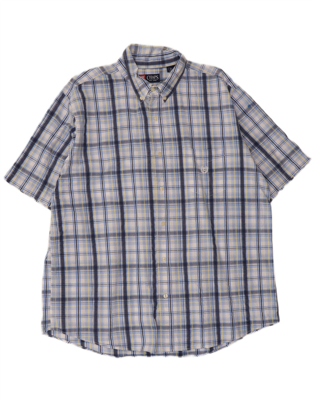 Camisa masculina de manga curta Chaps XL azul xadrez algodão