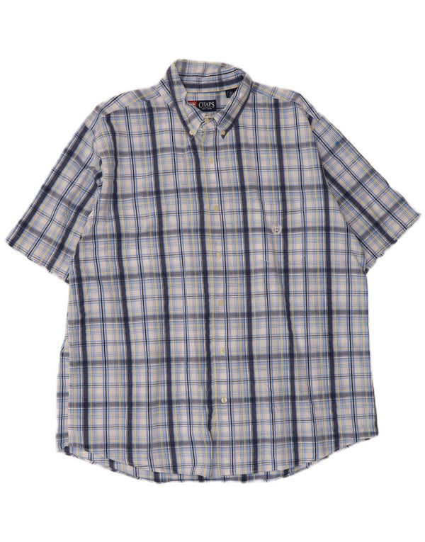 Camisa masculina de manga curta Chaps XL azul xadrez algodão