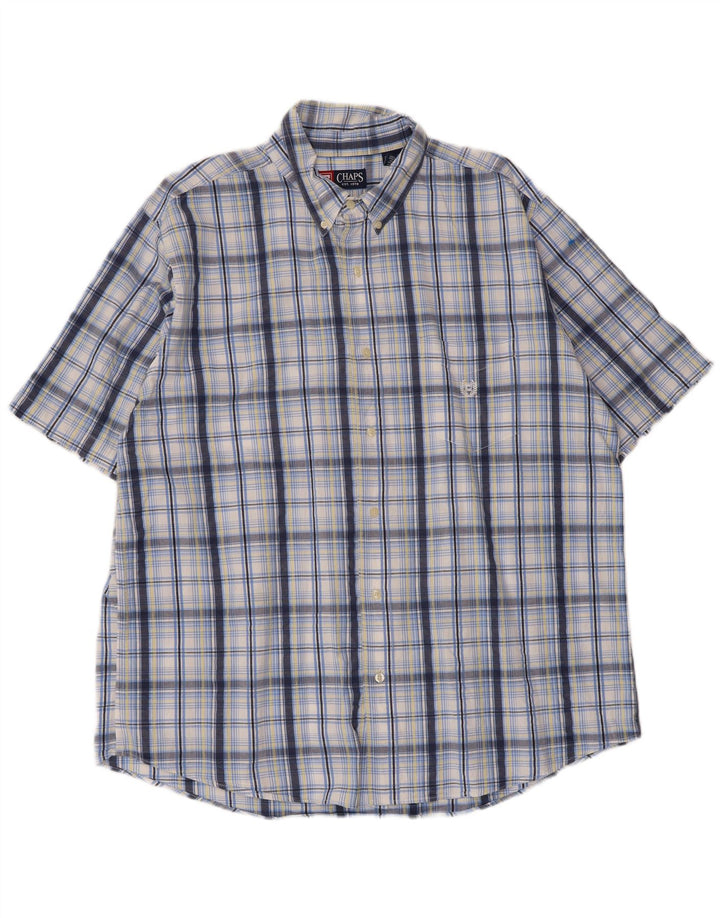 Camisa masculina de manga curta Chaps XL azul xadrez algodão