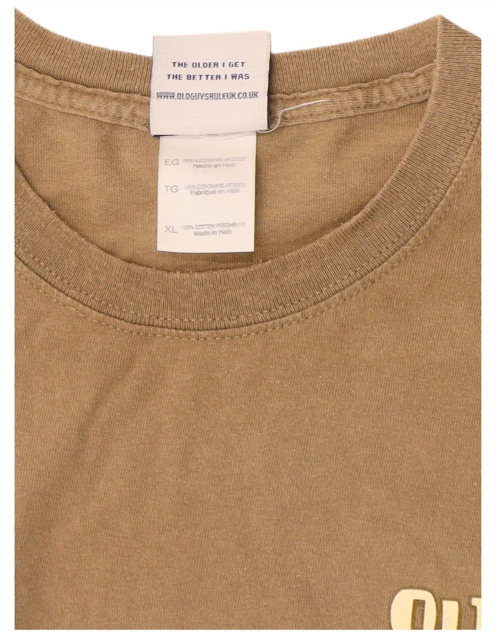 OLD GUYS RULE Mens Graphic T-Shirt Top XL Beige Cotton