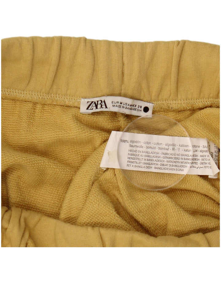 Calça de treino feminina ZARA Joggers UK 12 algodão amarelo médio