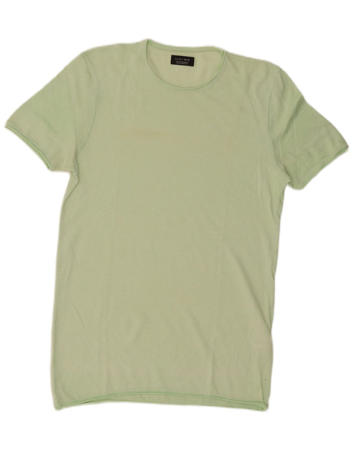 Camiseta masculina Zara Top médio algodão verde
