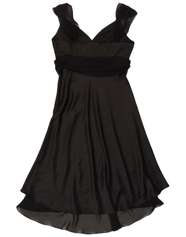 Vestido feminino rímel evasê UK 14 poliéster preto médio