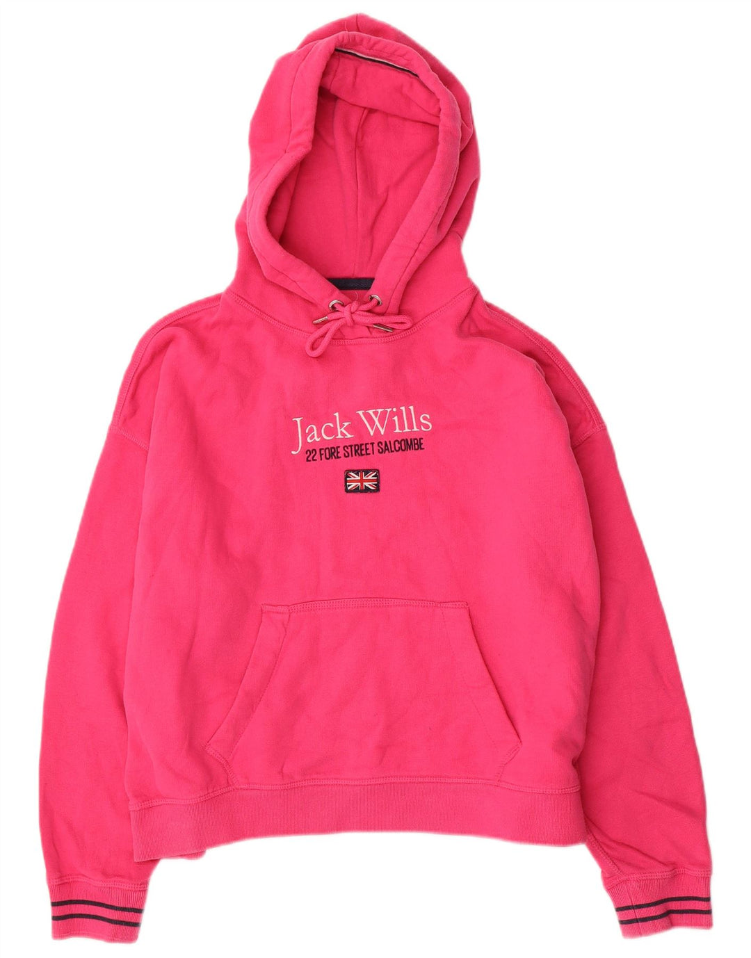 JACK WILLS Suéter feminino com capuz e estampa de grandes dimensões UK 12 rosa médio