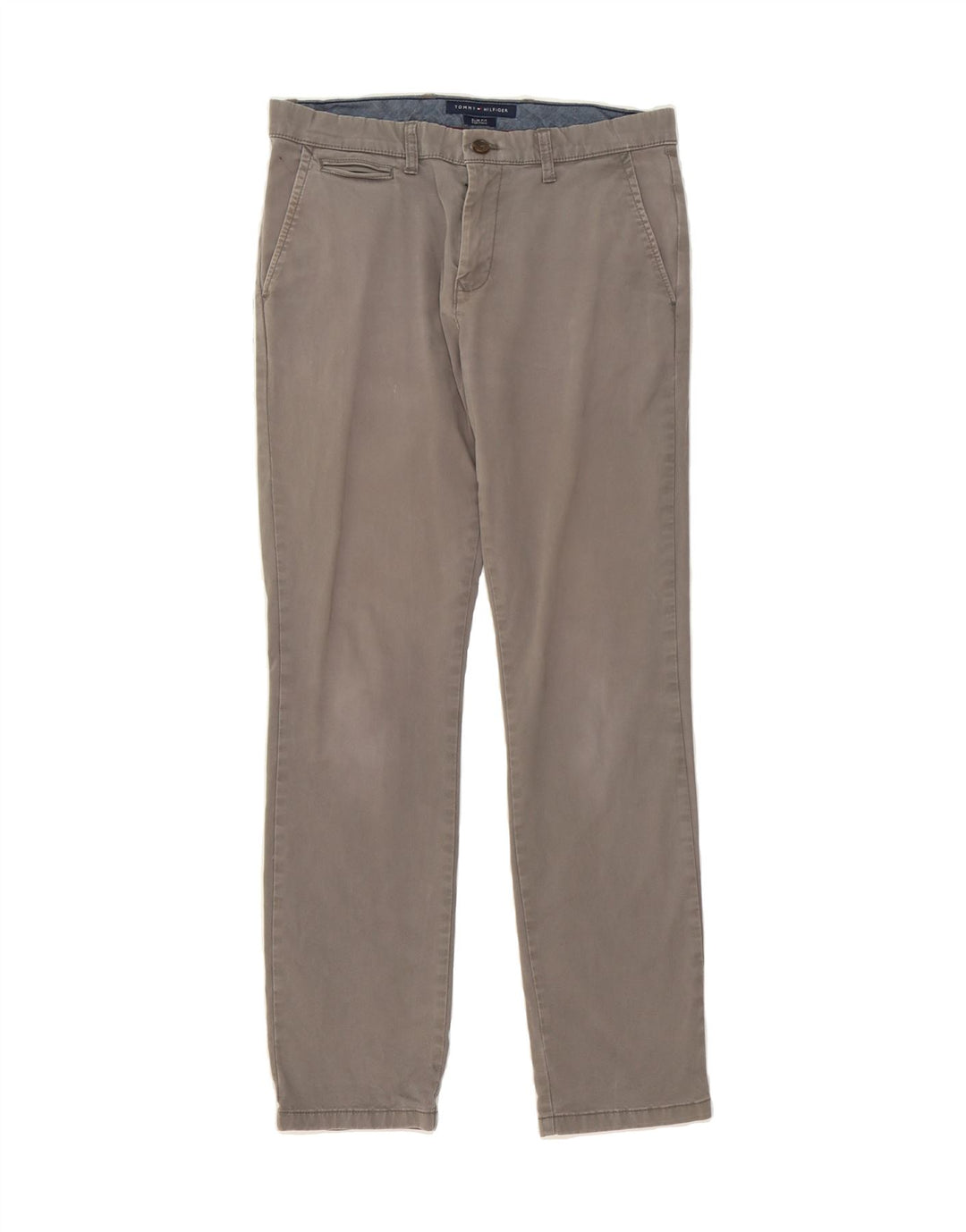 TOMMY HILFIGER Mens Slim Fit Chino Trousers W32 L32 Grey Cotton Vintage Tommy Hilfiger and Second-Hand Tommy Hilfiger from Messina Hembry 