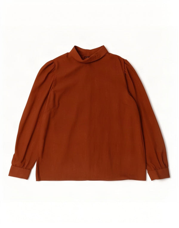 Blusa feminina vintage de manga comprida UK 14 marrom médio