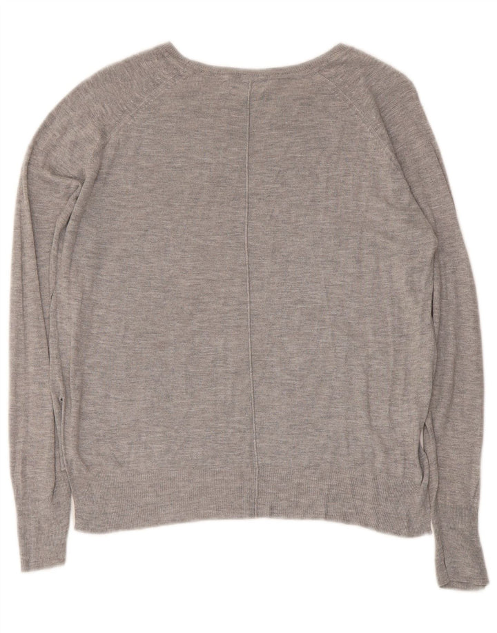 Zara Suéter feminino cropped com gola canoa Reino Unido 14 cinza médio