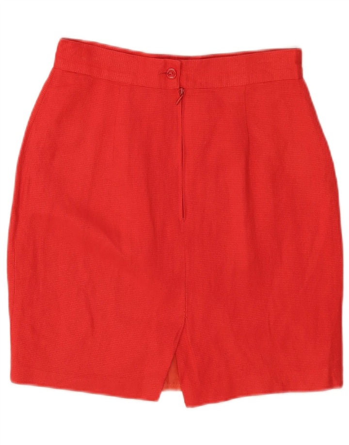 Mini saia lápis feminina Benetton IT 42 médio W26 linho xadrez vermelho