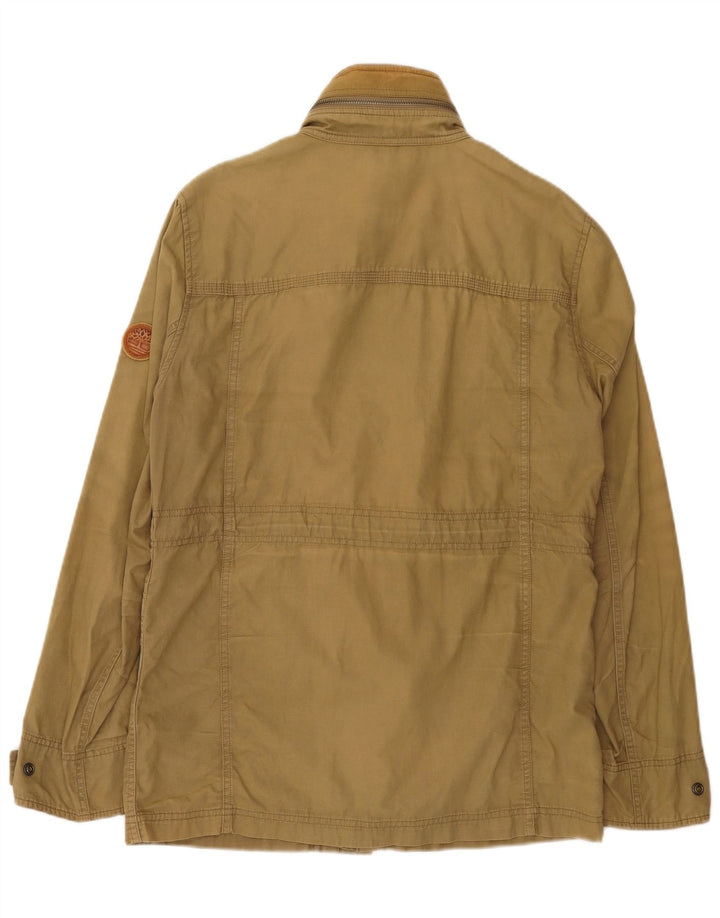 Jaqueta utilitária masculina com capuz Timberland UK 36 algodão cáqui pequeno