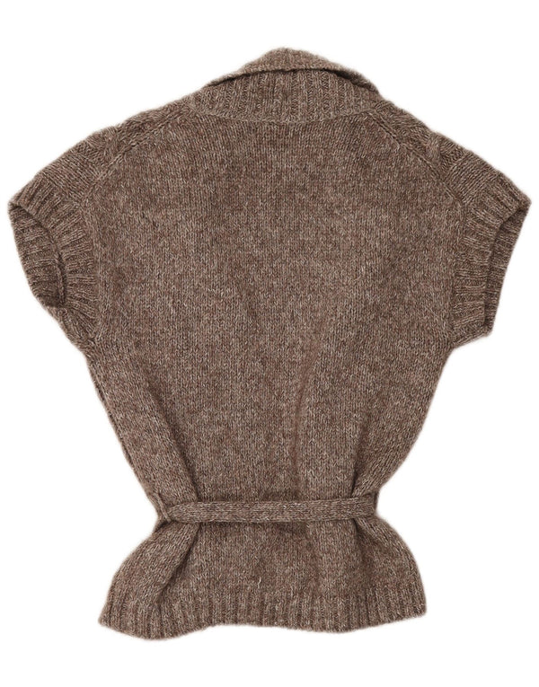 Suéter cardigã feminino de manga curta Massimo Dutti Reino Unido 10 pequeno cinza