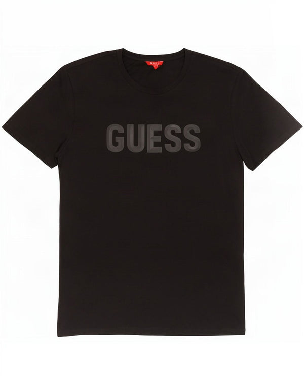Camiseta masculina Guess com estampa gráfica grande de algodão preto