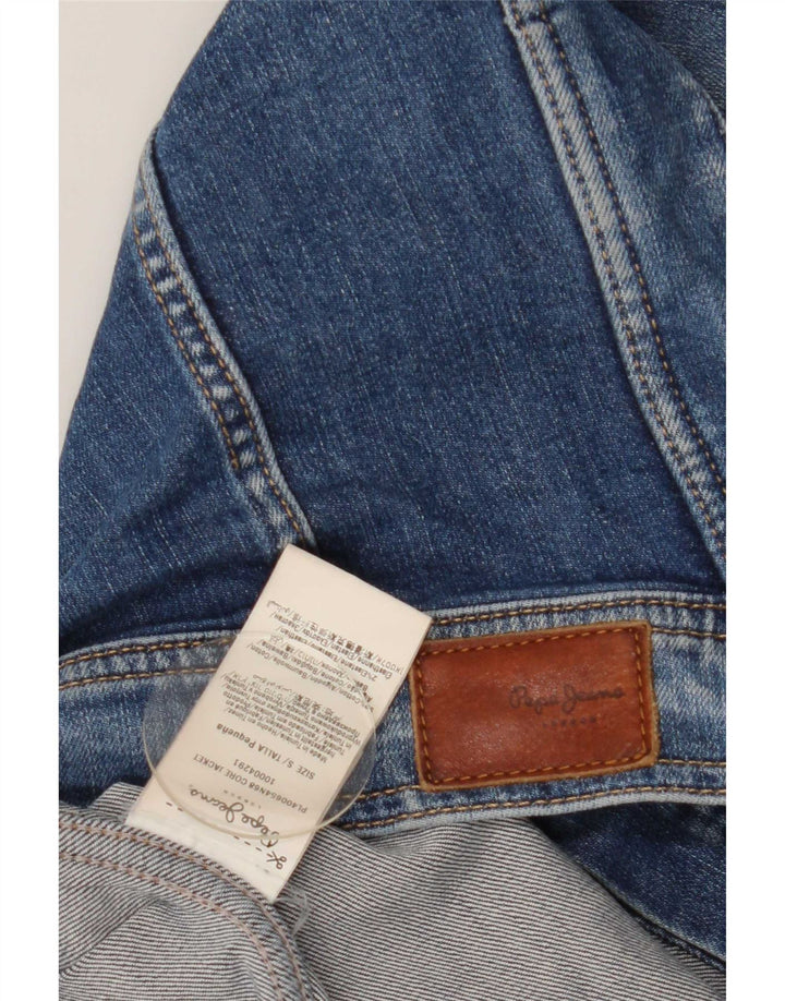 Jaqueta jeans feminina PEPE Jeans UK 8 algodão azul pequeno