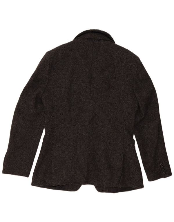Jaqueta blazer masculina de 2 botões Benetton IT 50 grande lã manchada cinza