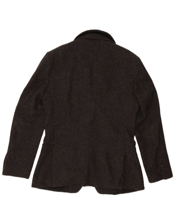 Jaqueta blazer masculina de 2 botões Benetton IT 50 grande lã manchada cinza