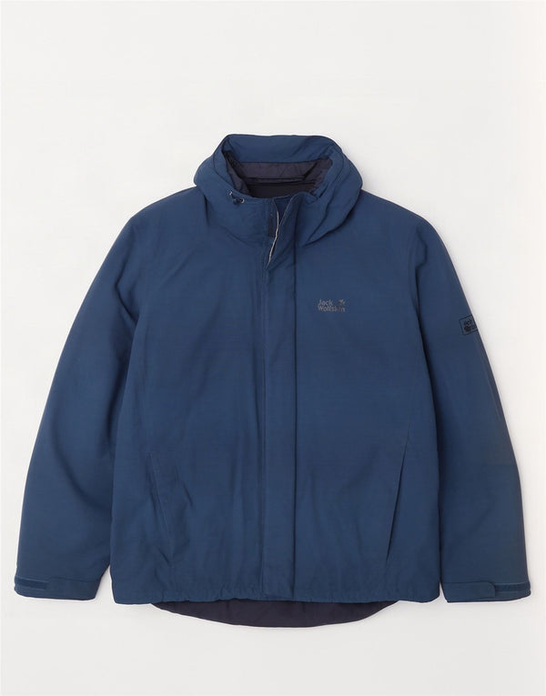 Jack Wolfskin Mens Hooded Windbreaker Jacket UK 40/42 Large Navy Blue