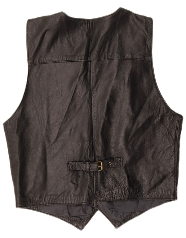 Colete de couro feminino Jeanseria Del Corso UK 18 XL preto