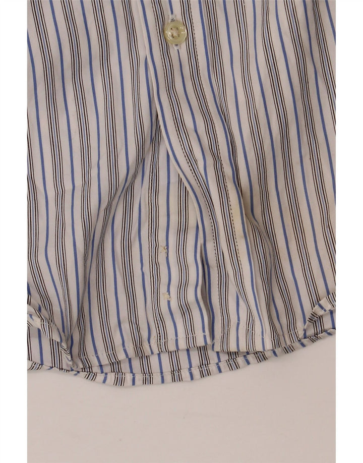 Camisa masculina Ralph Lauren tamanho 14 pequeno algodão listrado branco