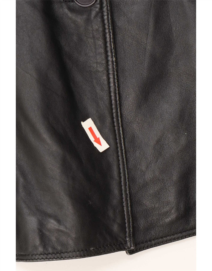 Jaqueta blazer feminina vintage de couro com 3 botões IT 42 médio preto